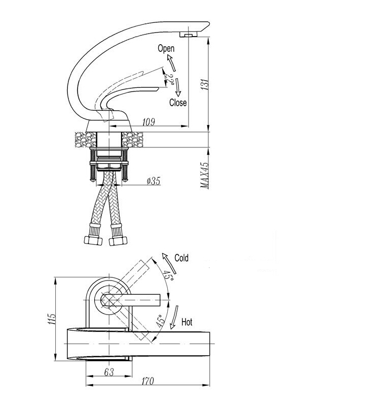 Palermo Copper Bathroom Mixer Sink Faucet